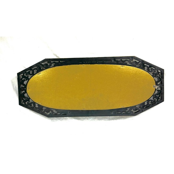 Vintage MCM 1964 Mirror Painted Plastic 22"x9" Flowers Fleur De Lis Motif - Picture 5 of 8